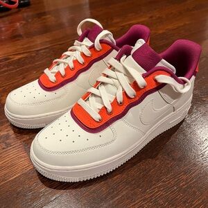 Nike Air Force 1 Low Cream Orange Maroon Sneakers
